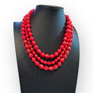 Hong Kong Vintage Plastic Bead Triple Strand Necklace